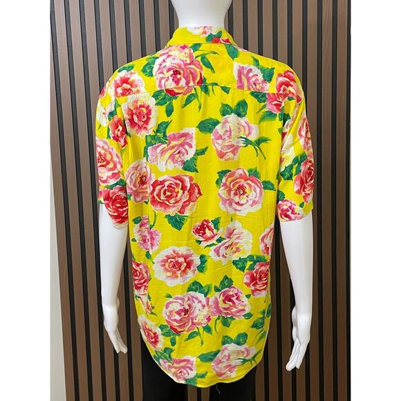 Jams World Men's S Yellow Shirt Cotton Button-Up Floral Beach Hawaiian Chic - Picture 2 of 8